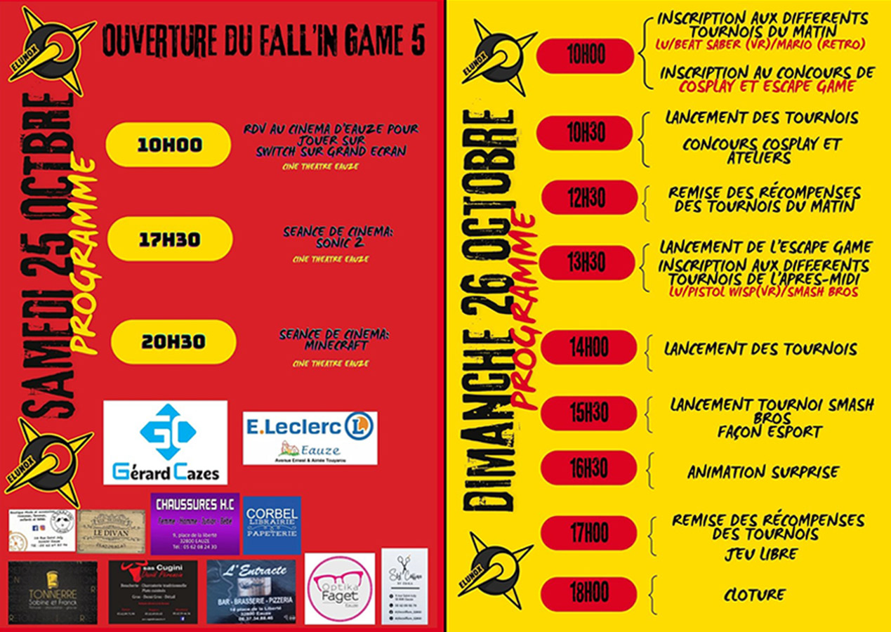 Programme Festival de jeux vidéo - FALL IN GAME 5 - Eauze Gers